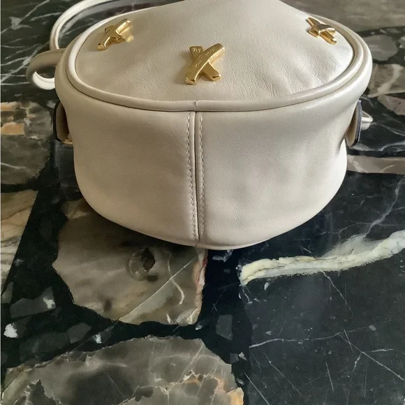 Vintage Paloma Picasso round nude calf leather X shoulder,crossbody ,belt bag